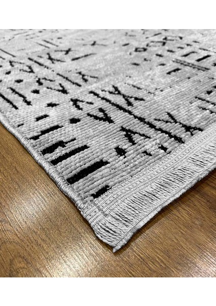 Iskandinav Dokuma Şönil Kaymaz Taban Pamuk Yıkanabilir Gri Salon Halısı Yolluk Mutfak Halısı Kilim