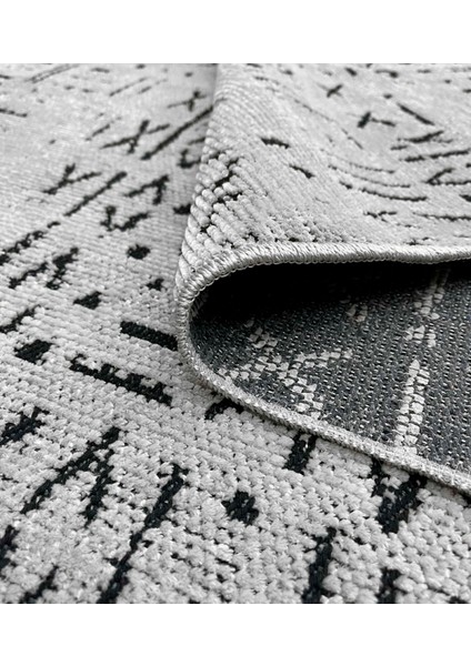 Iskandinav Dokuma Şönil Kaymaz Taban Pamuk Yıkanabilir Gri Salon Halısı Yolluk Mutfak Halısı Kilim
