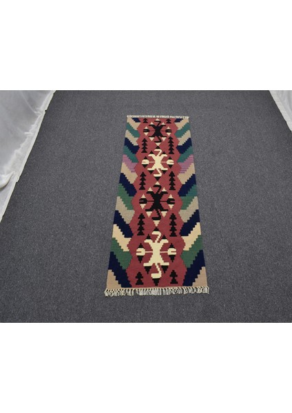 Yeni El Dokuma Pınarbaşı Renkli Yün Mini Yolluk Kilim 4981