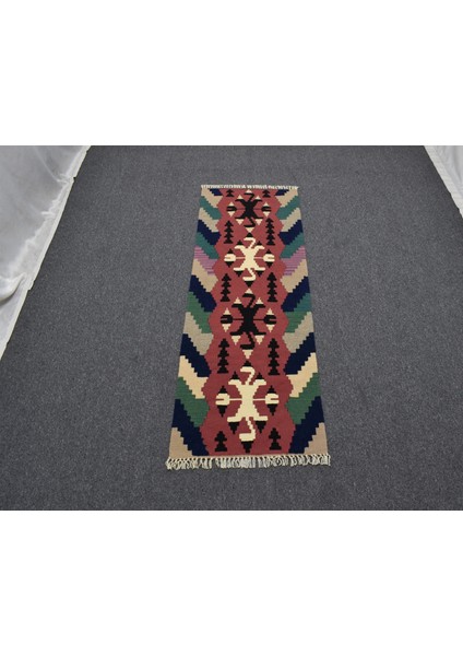 Yeni El Dokuma Pınarbaşı Renkli Yün Mini Yolluk Kilim 4981