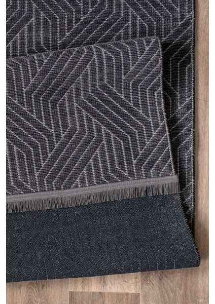 Labirent Saçaklı Dokuma Şönil Kaymaz Taban Pamuk Yıkanabilir Antrasit Salon Halısı Yolluk Mutfak Halısı Kilim fırsatları