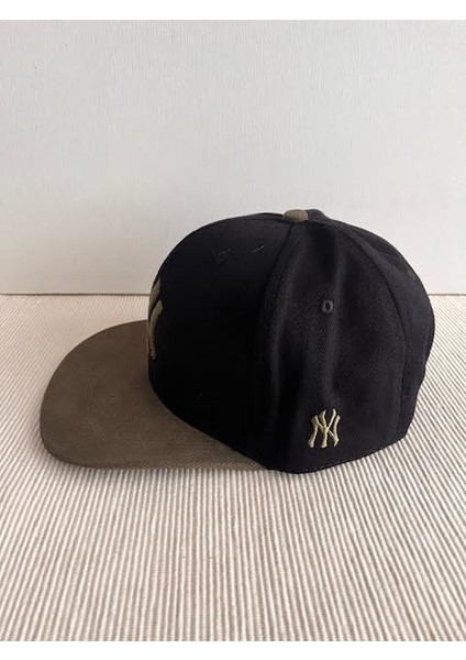 Ny Nakışlı Arkasından Ayarlanabilir Unisex Haki-Siyah Renk Hip Hop Şapka