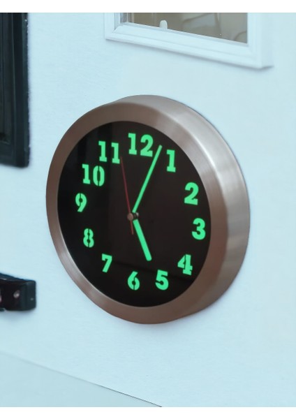 Fosforlu Metal Duvar Saati Çap 26 cm 10 Adet Bez Çanta li