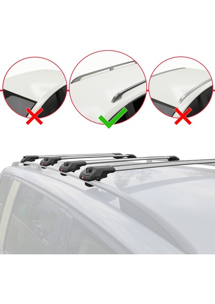 Volkswagen Caravelle (T6) 2015 ve Sonrası ile Uyumlu Ace-1 Ara Atkı Tavan Barı Gri 4 Adet fiyatları