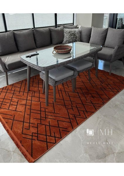 Zikzak Saçaklı Dokuma Şönil Kaymaz Taban Pamuk Yıkanabilir Kiremit Salon Halısı Yolluk Mutfak Halısı Kilim fiyatları