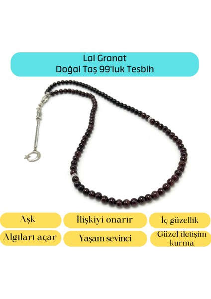 Sertifikalı Granat Lal 6mm 99LUK Doğal Taş Tesbih