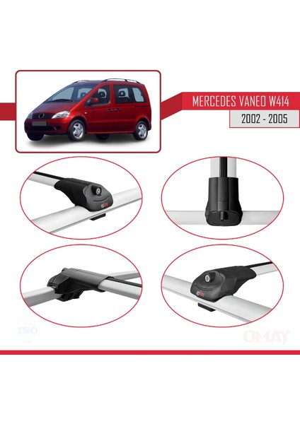 Mercedes Vaneo (W414) 2002-2005 Arası ile Uyumlu Ace-1 Ara Atkı Tavan Barı Gri 4 Adet fırsatları