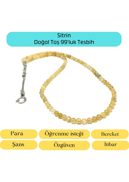 Yıldız Doğal Taş Sertifikalı Sitrin 6mm 99LUK Doğal Taş Tesbih