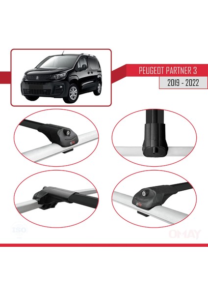 Peugeot Partner 2019-2022 Arası ile Uyumlu Ace-1 Ara Atkı Tavan Barı Siyah 4 Adet fırsatları