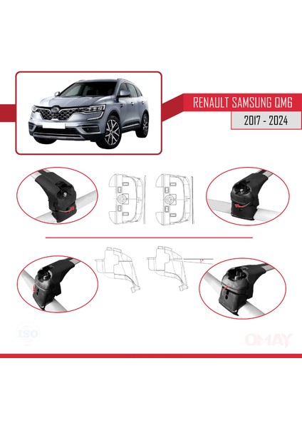 Renault Samsung Qm6 2017 ve Sonrası ile Uyumlu Ace-2 Ara Atkı Tavan Barı Gri 2 Adet fırsatları