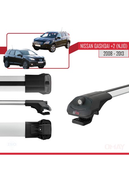 Nisssan Qashqai +2 (NJ10) 2008-2013 Arası ile Uyumlu Ace-1 Ara Atkı Tavan Barı Gri 3 Adet modelleri