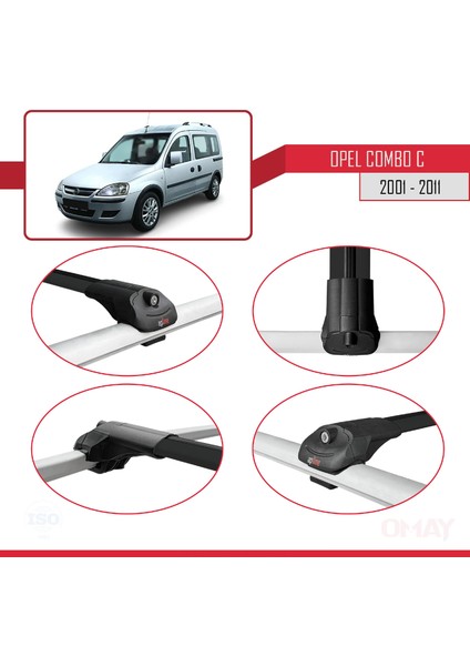 Opel Combo (C) 2001-2011 Arası ile Uyumlu Ace-1 Ara Atkı Tavan Barı Siyah 4 Adet fırsatları