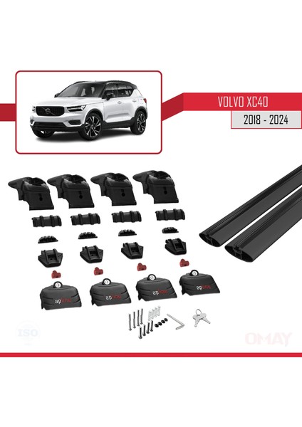 Volvo XC40 2018 ve Sonrası ile Uyumlu Ace-2 Ara Atkı Tavan Barı Siyah 2 Adet indirimleri