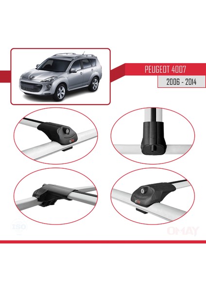 Peugeot 4007 2006-2014 Arası ile Uyumlu Ace-1 Ara Atkı Tavan Barı Gri 3 Adet fırsatları