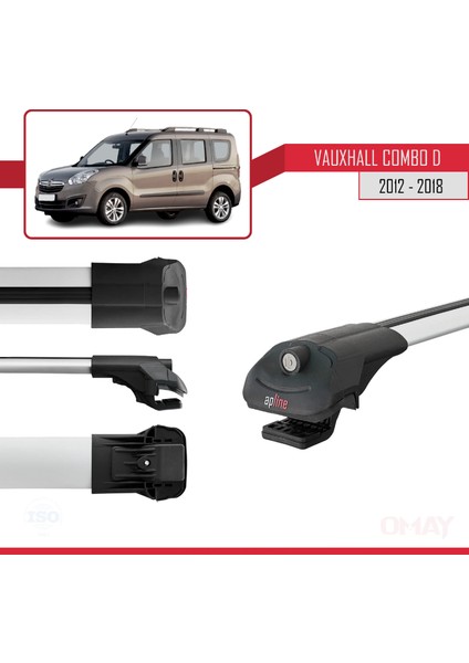 Vauxhall Combo D 2012-2018 Arası ile Uyumlu Ace-1 Ara Atkı Tavan Barı Gri 3 Adet modelleri