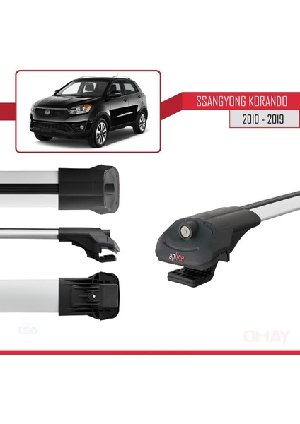 Ssangyong Korando (C) 2010-2019 Arası ile Uyumlu Ace-1 Ara Atkı Tavan Barı Gri 3 Adet modelleri