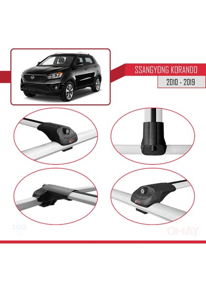 Ssangyong Korando (C) 2010-2019 Arası ile Uyumlu Ace-1 Ara Atkı Tavan Barı Gri 3 Adet fırsatları