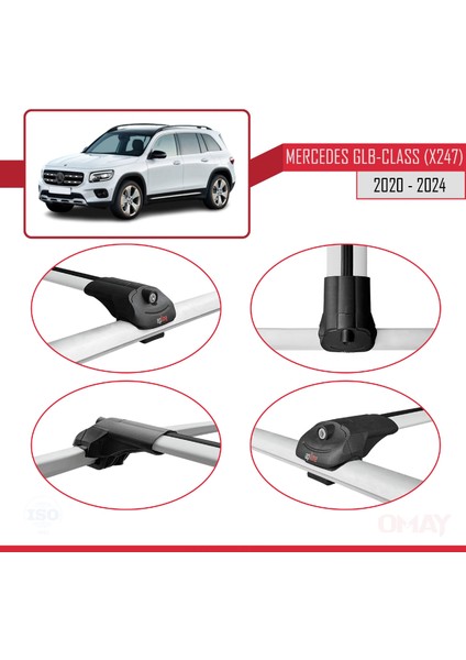 Mercedes Glb-Class (X247) 2020 ve Sonrası ile Uyumlu Ace-1 Ara Atkı Tavan Barı Gri 3 Adet fırsatları