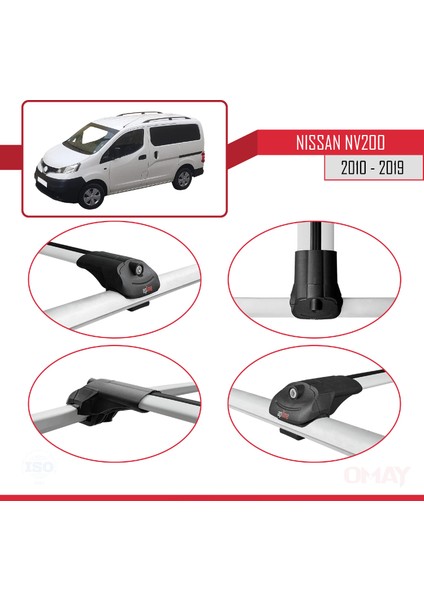 Nissan NV200 2010-2019 Arası ile Uyumlu Ace-1 Ara Atkı Tavan Barı Gri 4 Adet fırsatları