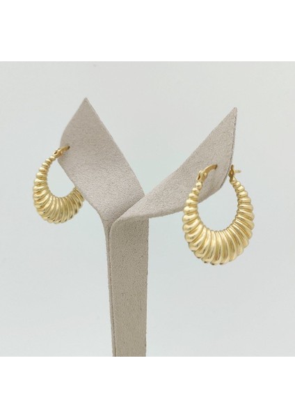 Işlemeli Oval Halka Küpe - KP00521