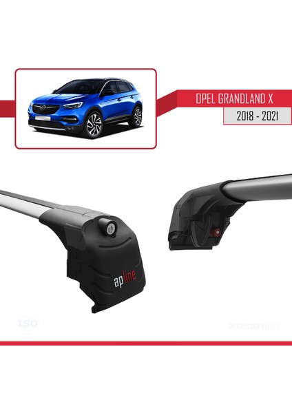 Opel - Vauxhall Grandland x 2018-2021 Arası ile Uyumlu Ace-2 Ara Atkı Tavan Barı Gri 2 Adet modelleri