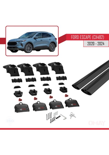 Ford Escape (CX482) 2020 ve Sonrası ile Uyumlu Ace-2 Ara Atkı Tavan Barı Siyah 2 Adet fırsatları