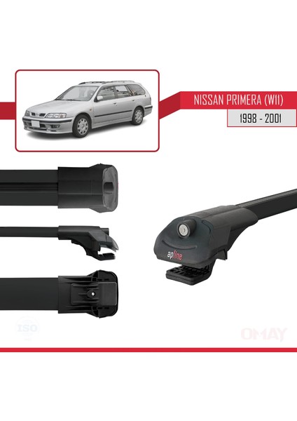 Nissan Primera (W11) 1998-2001 Arası ile Uyumlu Ace-1 Ara Atkı Tavan Barı Siyah 3 Adet modelleri