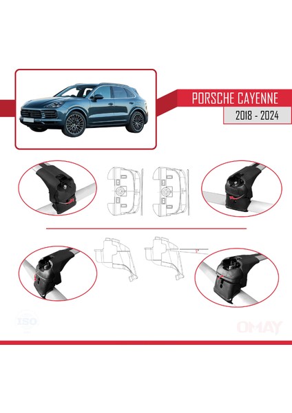 Porsche Cayenne (9ya/9yb) 2018 ve Sonrası ile Uyumlu Ace-2 Ara Atkı Tavan Barı Gri 2 Adet indirimleri