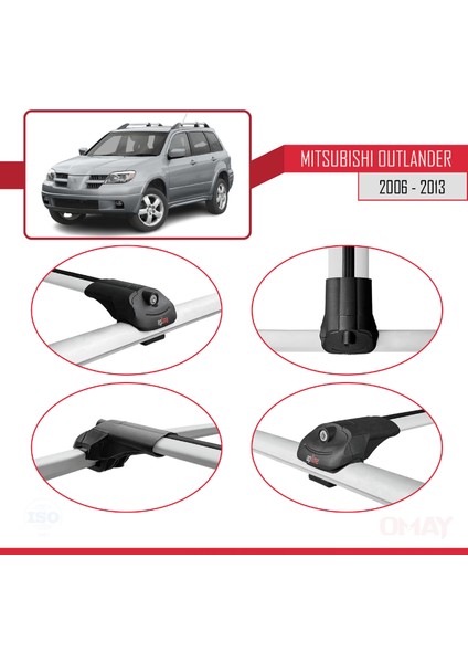 Mitsubishi Outlander 2006-2013 Arası ile Uyumlu Ace-1 Ara Atkı Tavan Barı Gri 3 Adet fırsatları