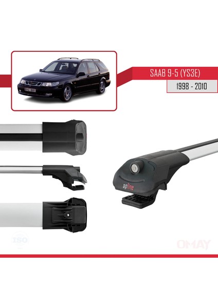 Saab 9-5 (YS3E) 1998-2010 Arası ile Uyumlu Ace-1 Ara Atkı Tavan Barı Gri 3 Adet modelleri