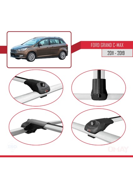 Ford Grand C-Max 2011-2019 Arası ile Uyumlu Ace-1 Ara Atkı Tavan Barı Gri 3 Adet fırsatları