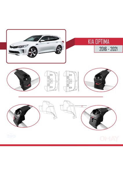 Kia Optima 2016-2021 Arası ile Uyumlu Ace-2 Ara Atkı Tavan Barı Gri 2 Adet fırsatları
