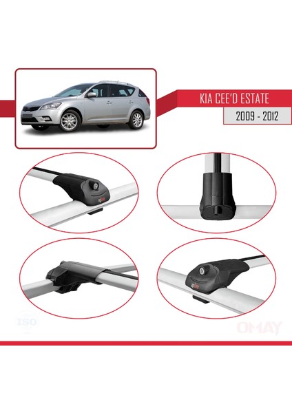 Kia Ceed Sportswagon 2009-2012 Arası ile Uyumlu Ace-1 Ara Atkı Tavan Barı Gri 3 Adet fırsatları
