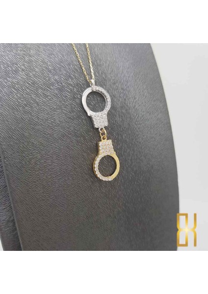 Taşlı Kelepçe Kolye Altın