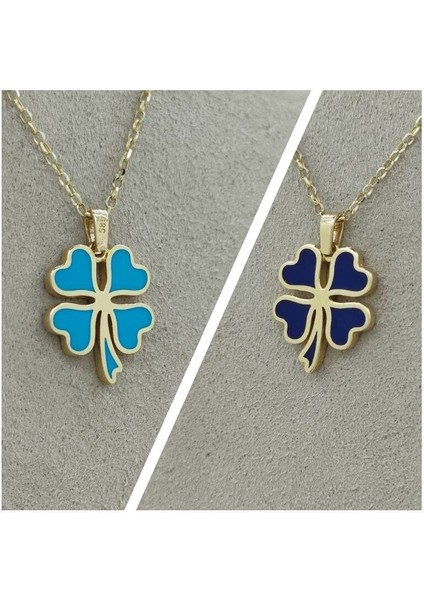 Çift Taraflı Renkli Mineli Yonca Kolye Ucu – KLU0366 indirimleri