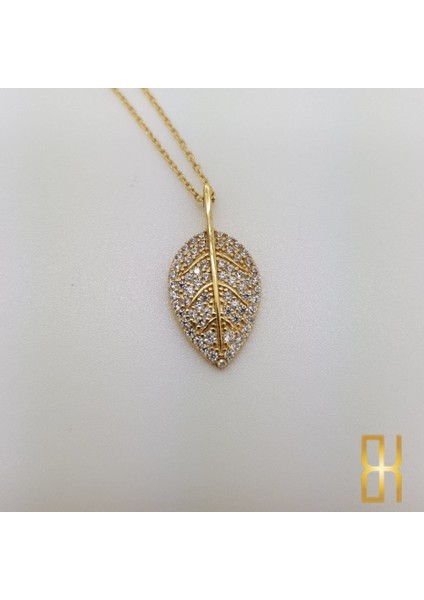 Taşlı Yaprak Kolye Altın modelleri