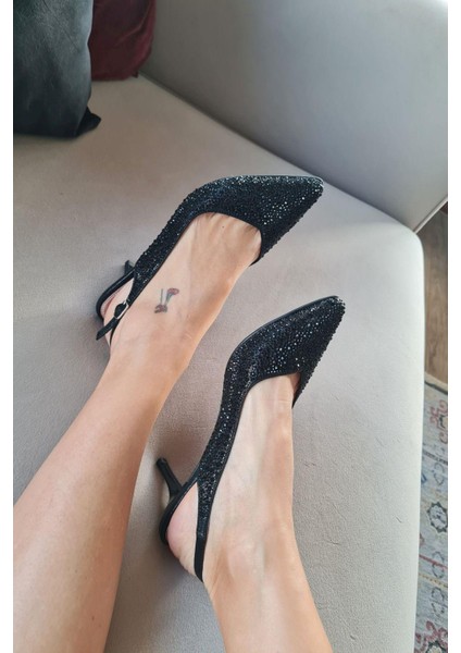 135 5340 Topukla Kadın Taşlı Ince Topuklu Stiletto Abiye Ayakkabı