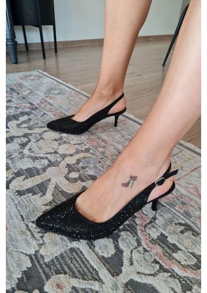 135 5340 Topukla Kadın Taşlı Ince Topuklu Stiletto Abiye Ayakkabı