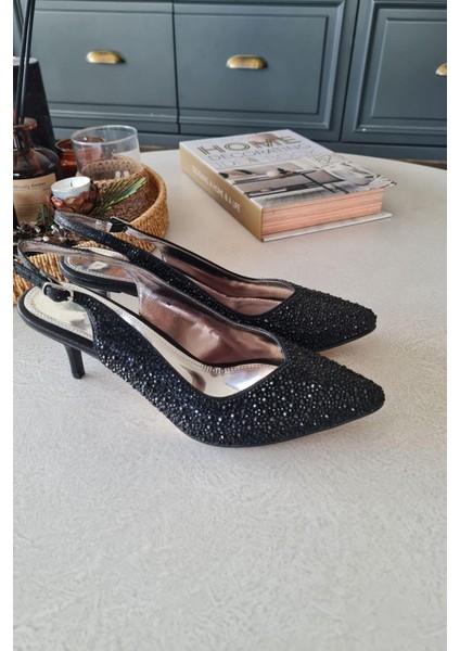 135 5340 Topukla Kadın Taşlı Ince Topuklu Stiletto Abiye Ayakkabı