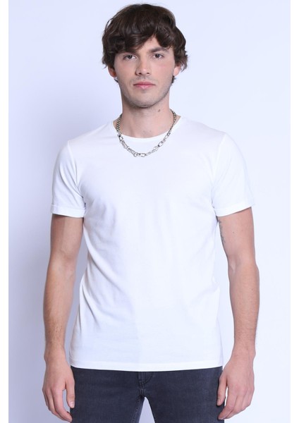 Ets 1828 Düz Renk Bisiklet Yaka Erkek T-Shirt