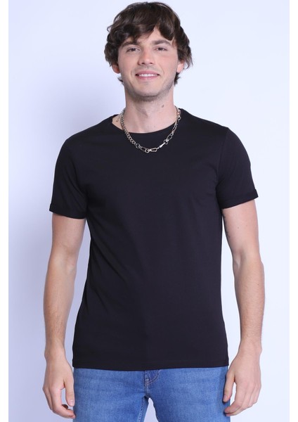 Ets 1828 Düz Renk Bisiklet Yaka Erkek T-Shirt