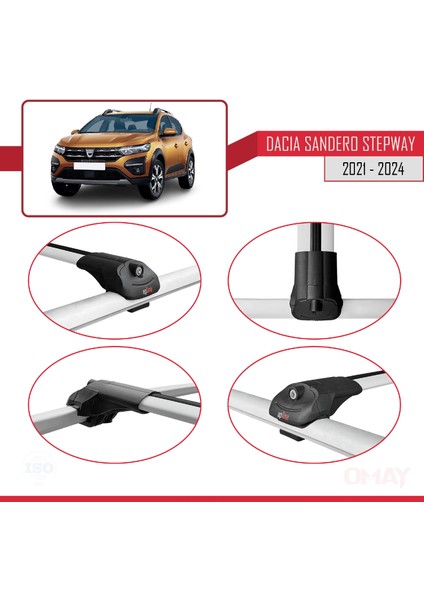 Dacia Sandero Stepway 2021 ve Sonrası ile Uyumlu Ace-1 Ara Atkı Tavan Barı Gri 3 Adet fırsatları