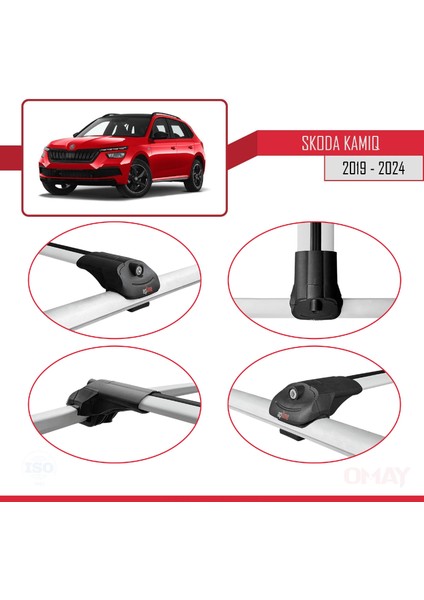 Skoda Kamiq 2019 ve Sonrası ile Uyumlu Ace-1 Ara Atkı Tavan Barı Gri 2 Adet