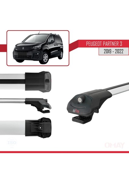 Peugeot Partner 2019-2022 Arası ile Uyumlu Ace-1 Ara Atkı Tavan Barı Gri 2 Adet modelleri