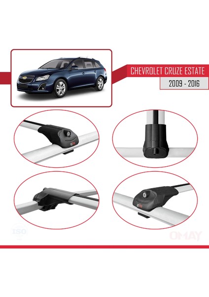 Chevrolet Cruze 2009-2016 Arası ile Uyumlu Ace-1 Ara Atkı Tavan Barı Gri 3 Adet