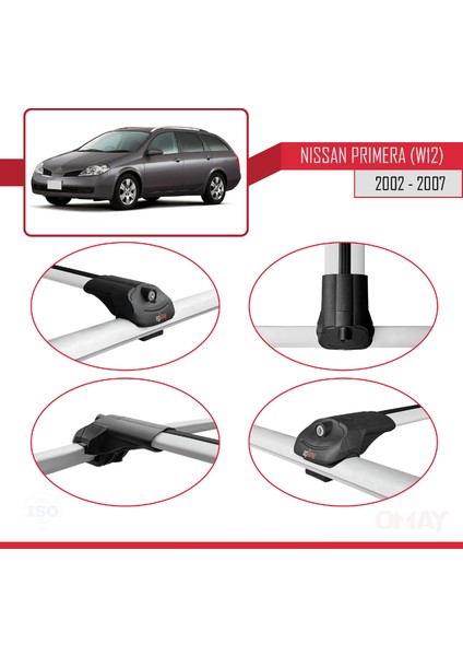 Nissan Primera (W12) 2002-2007 Arası ile Uyumlu Ace-1 Ara Atkı Tavan Barı Gri 2 Adet fırsatları