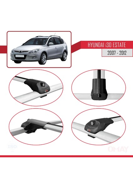 Hyundai I30 Estate 2007-2012 Arası ile Uyumlu Ace-1 Ara Atkı Tavan Barı Gri 2 Adet fırsatları