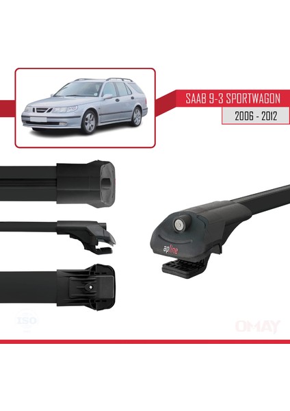 Saab 9-3 Sportwagon 2006-2012 Arası ile Uyumlu Ace-1 Ara Atkı Tavan Barı Siyah 2 Adet modelleri