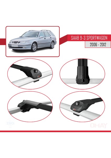 Saab 9-3 Sportwagon 2006-2012 Arası ile Uyumlu Ace-1 Ara Atkı Tavan Barı Siyah 2 Adet fırsatları