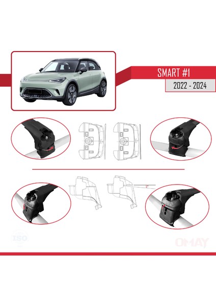 Smart #1 2022 ve Sonrası ile Uyumlu Ace-2 Ara Atkı Tavan Barı Siyah 2 Adet fırsatları